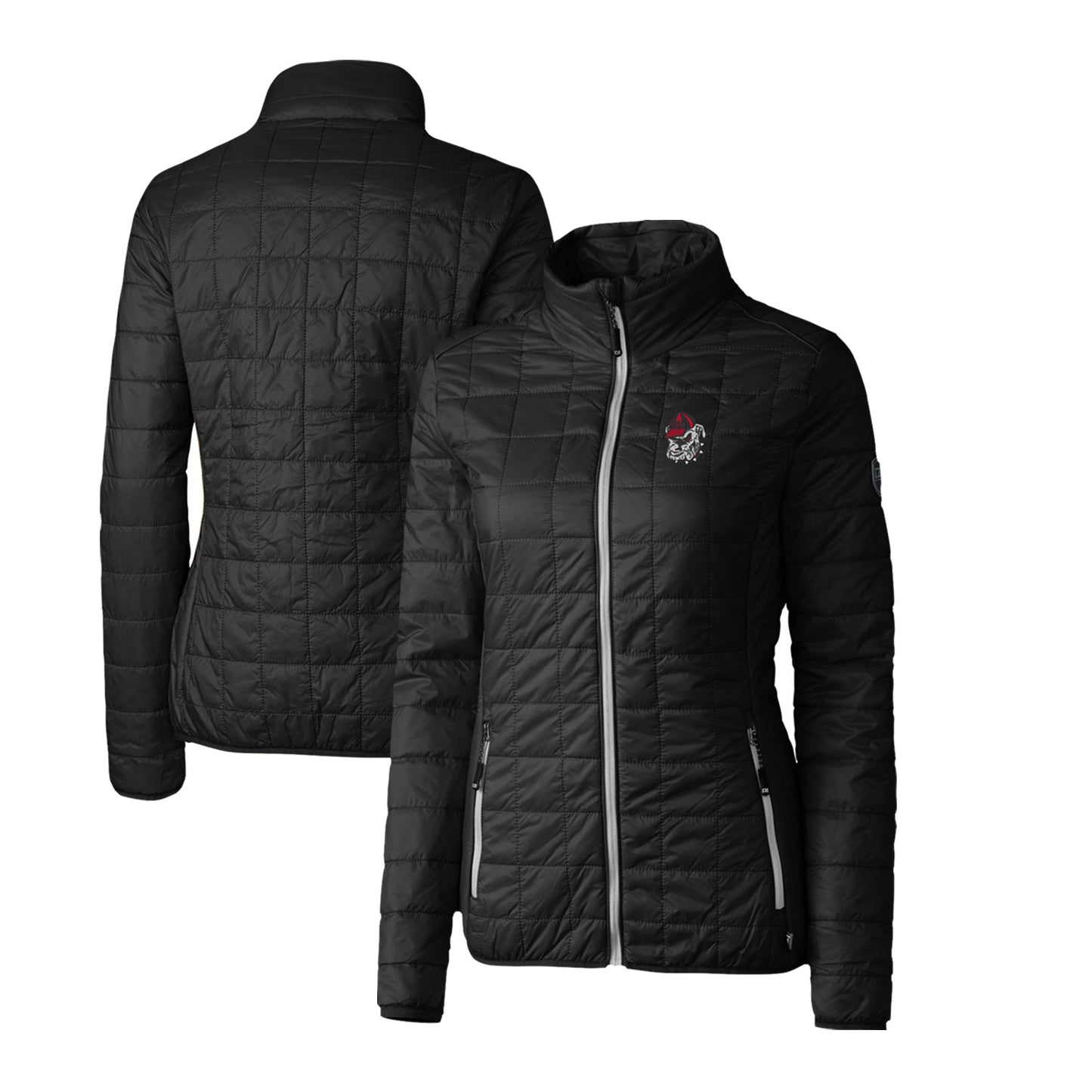 Women's Cutter & Buck Black Georgia Bulldogs Rainier Eco Insulated Puffer Full-Zip Jacket