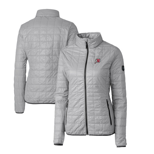 Women's Cutter & Buck Gray Utah Utes Rainier Eco Insulated Puffer Full-Zip Jacket