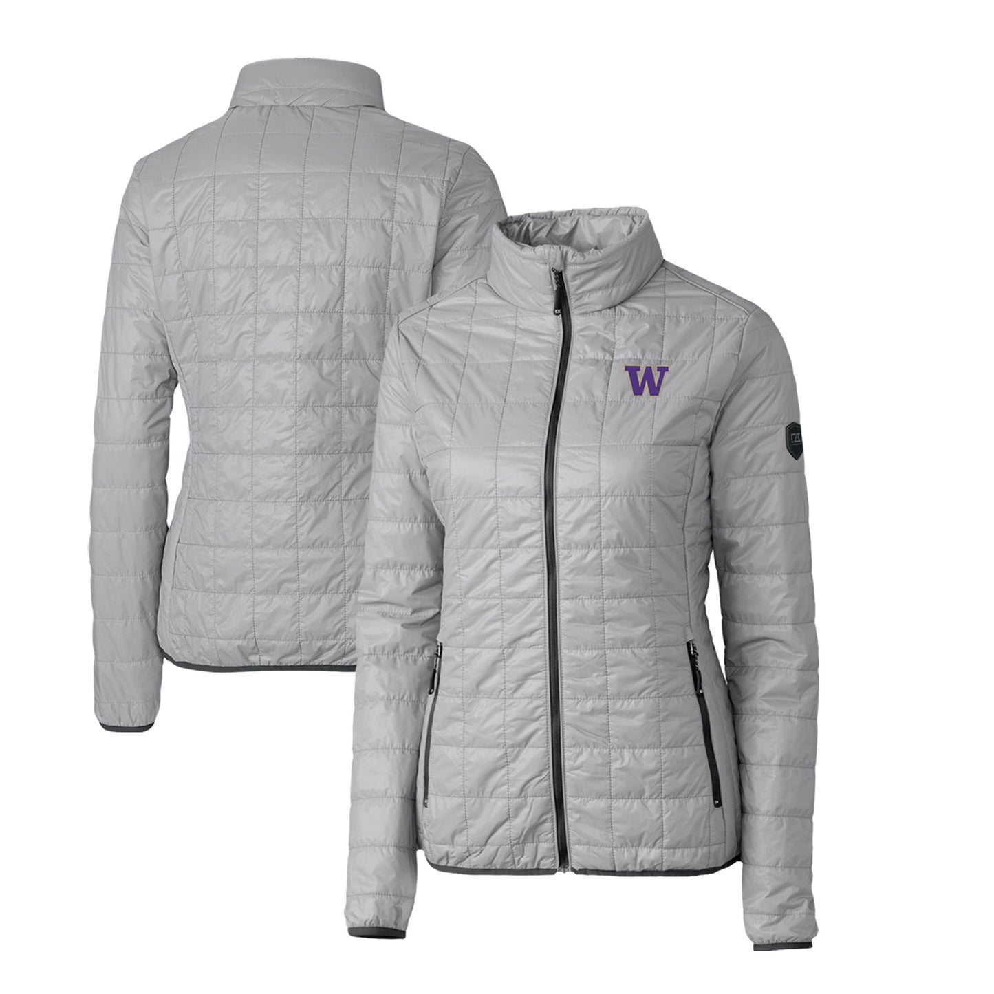 Women's Cutter & Buck Gray Washington Huskies Rainier Eco Insulated Puffer Full-Zip Jacket