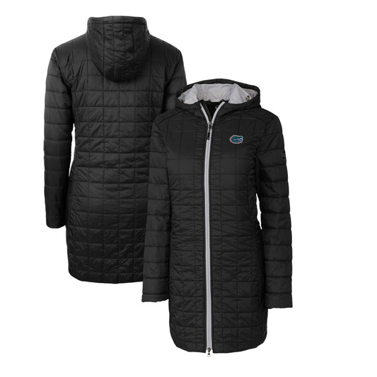 Women's Cutter & Buck Black Florida Gators Rainier Primaloft Eco Hooded Long Coat