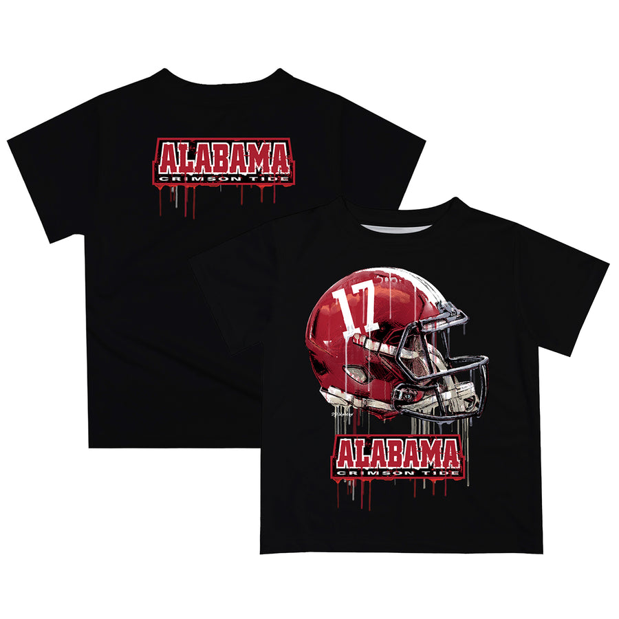 Youth Black Alabama Crimson Tide Dripping Helmet T-Shirt