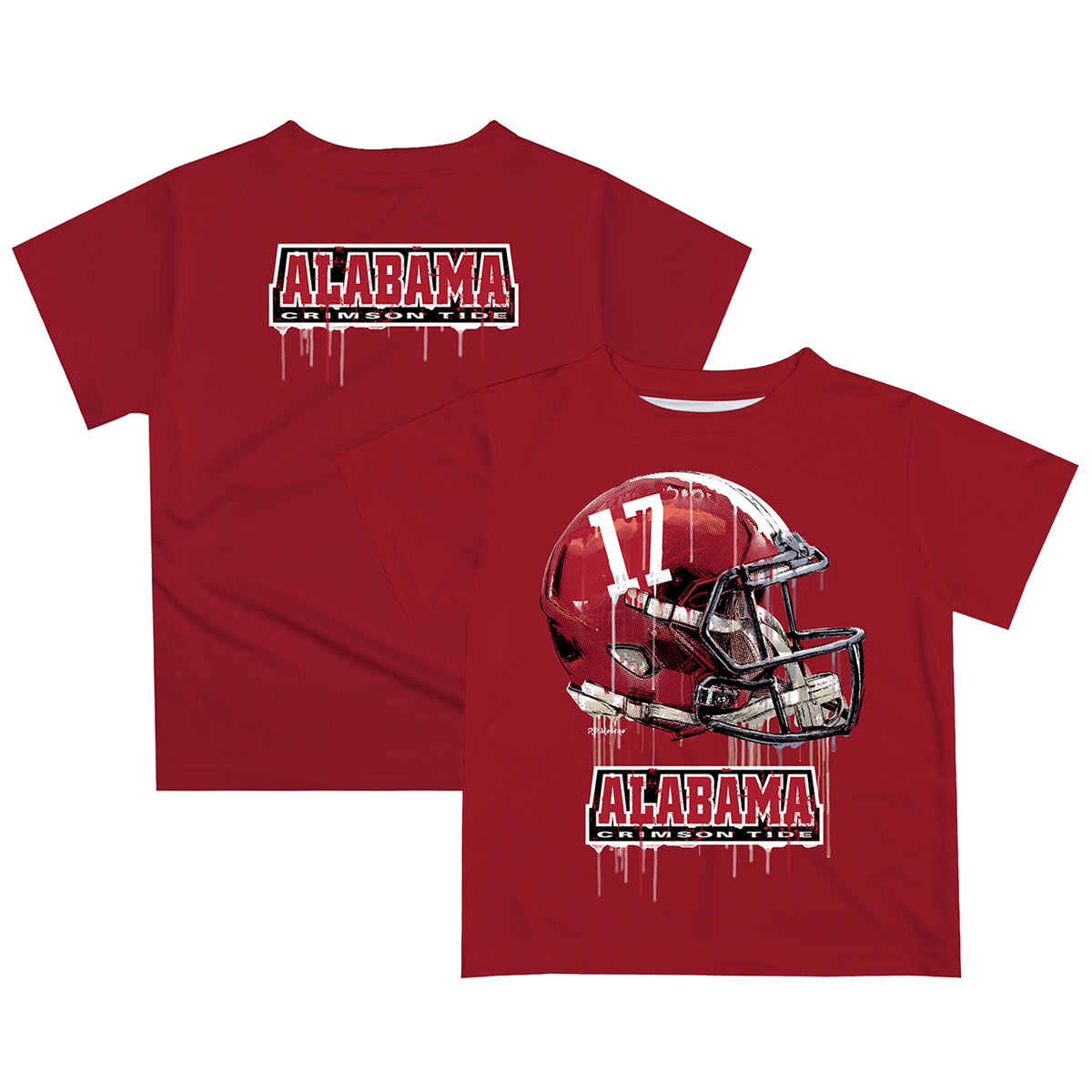 Youth Crimson Alabama Crimson Tide Dripping Helmet T-Shirt