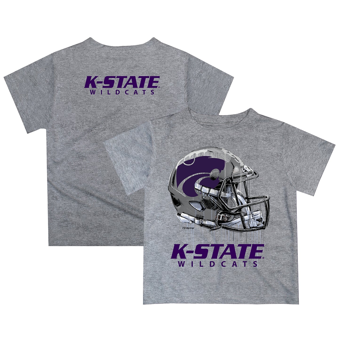 Youth Gray Kansas State Wildcats Dripping Helmet T-Shirt