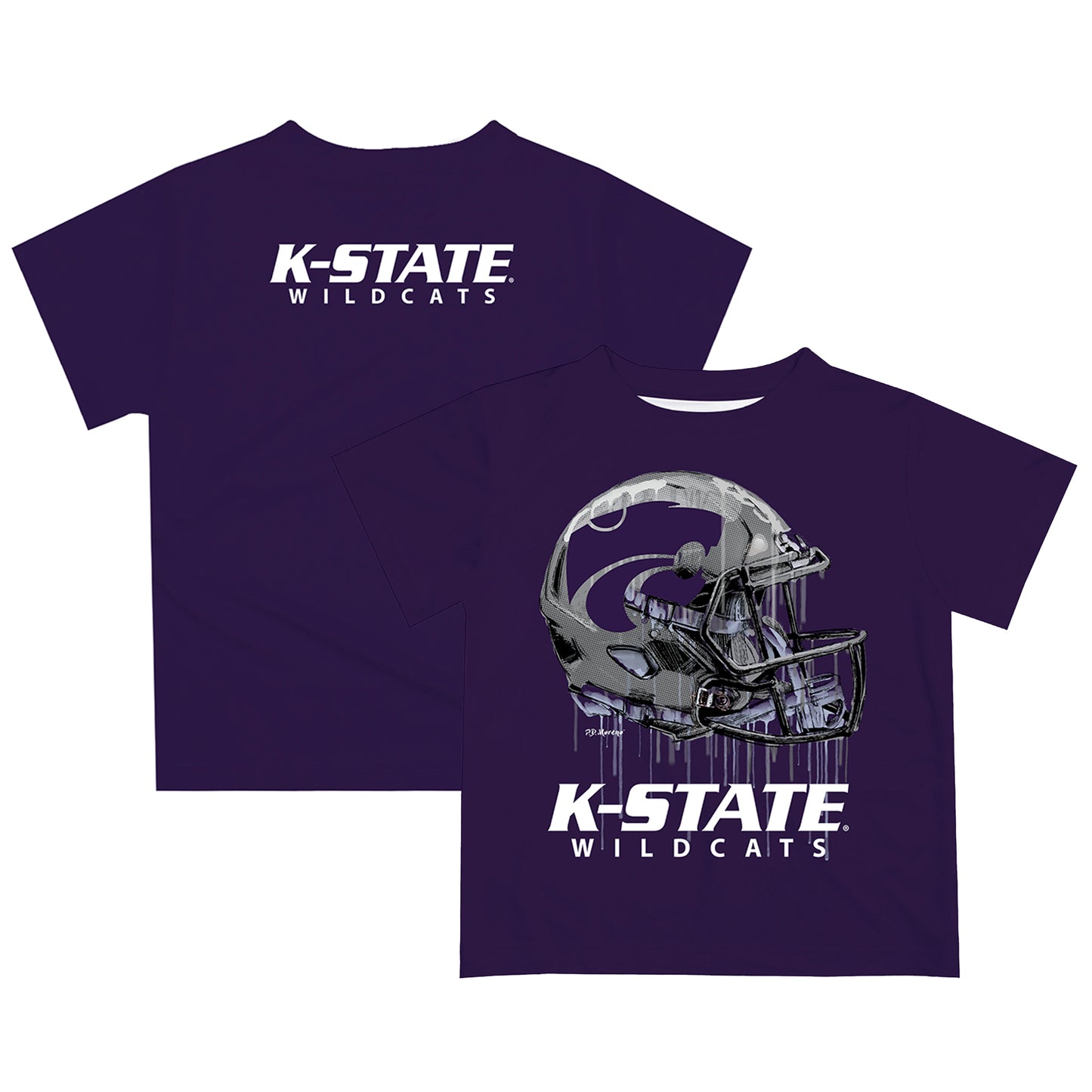 Youth Purple Kansas State Wildcats Dripping Helmet T-Shirt