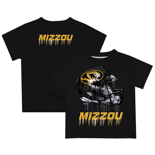 Youth Black Missouri Tigers Dripping Helmet T-Shirt