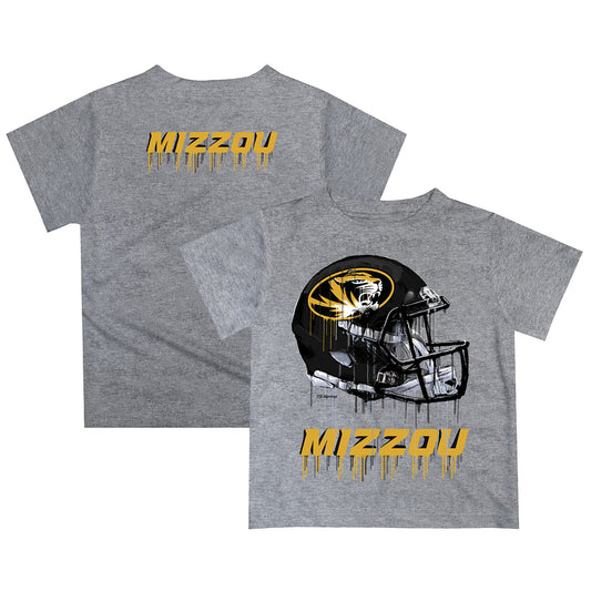 Youth Gray Missouri Tigers Dripping Helmet T-Shirt