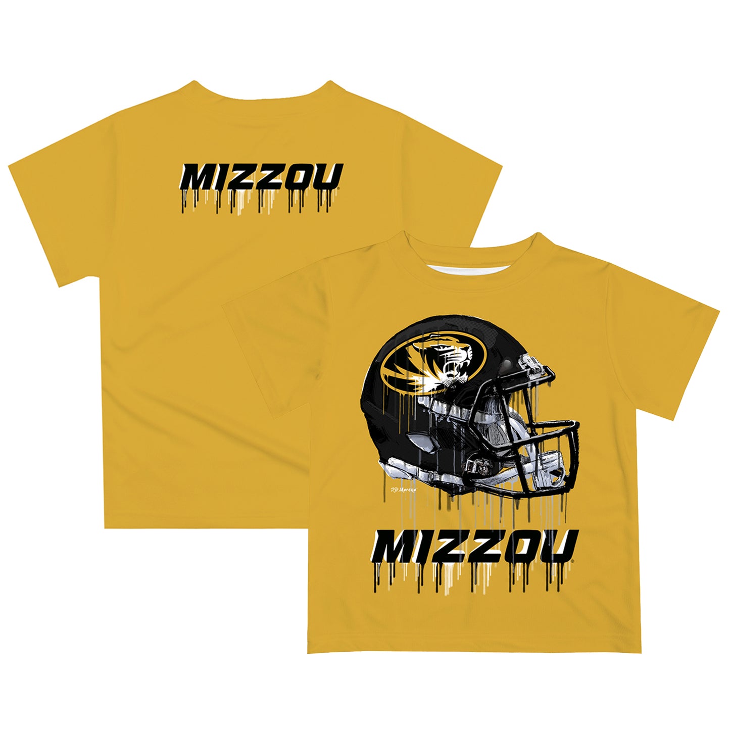 Youth Gold Missouri Tigers Dripping Helmet T-Shirt