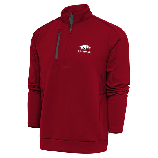 Men's Antigua Cardinal Arkansas Razorbacks Baseball Generation Quarter-Zip Pullover Top