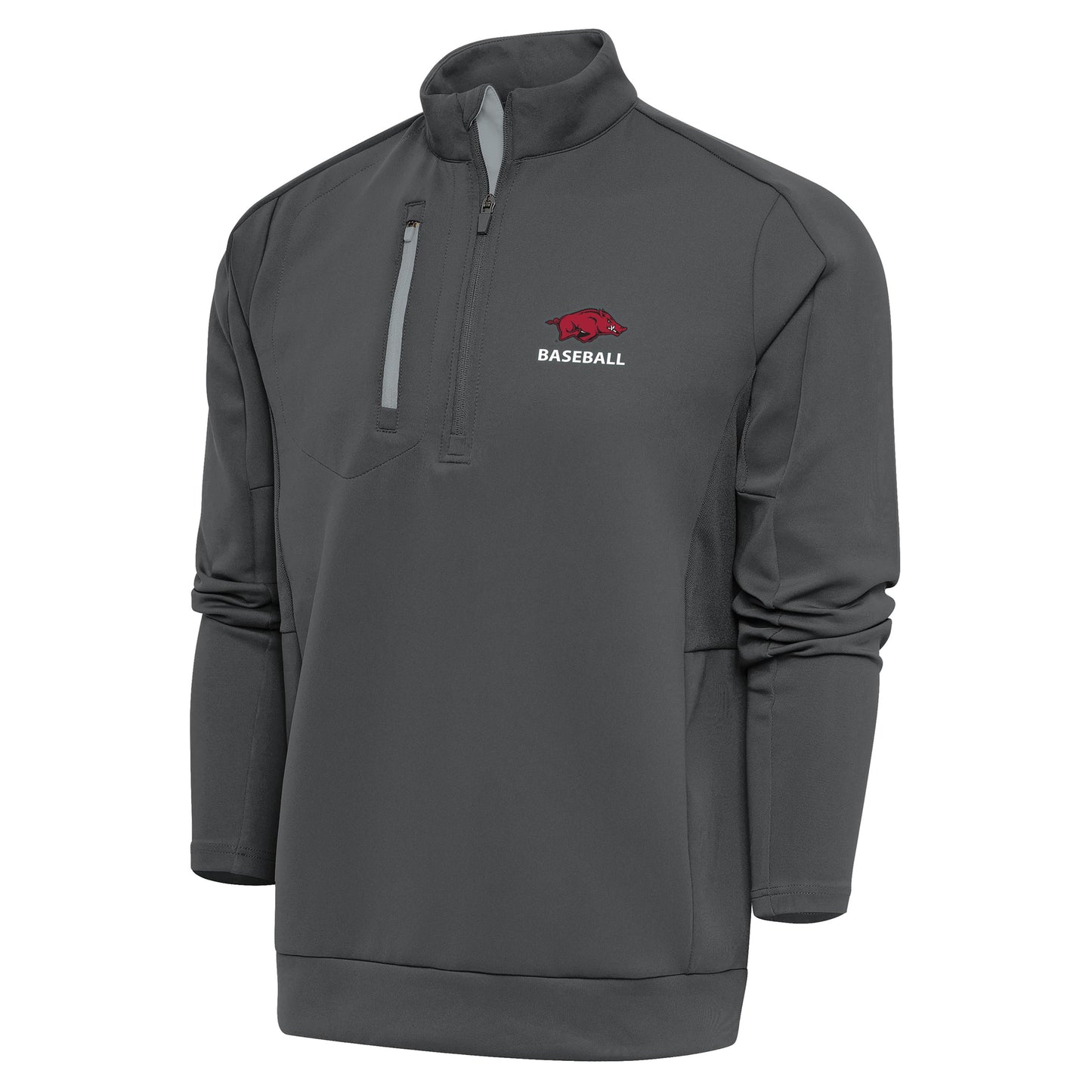 Men's Antigua Charcoal Arkansas Razorbacks Baseball Generation Quarter-Zip Pullover Top