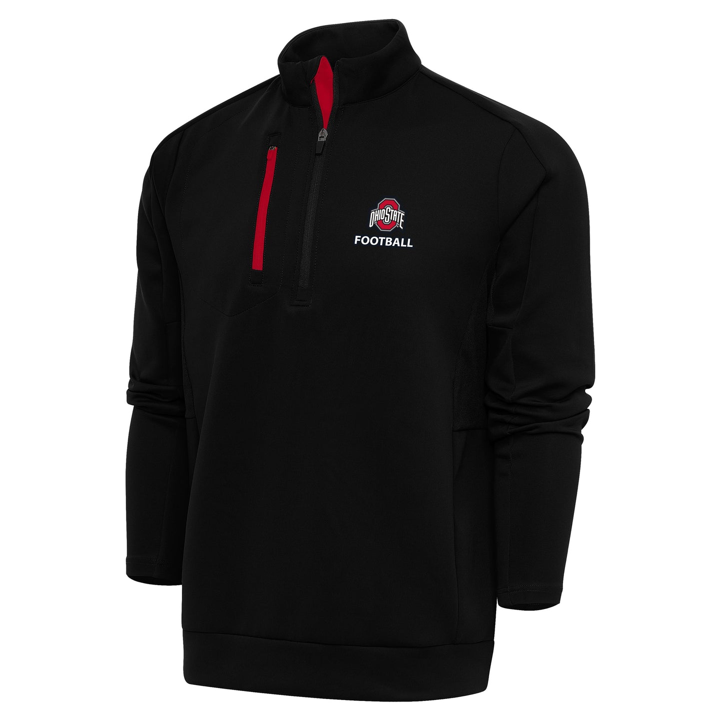 Men's Antigua Black Ohio State Buckeyes Football Generation Quarter-Zip Pullover Top