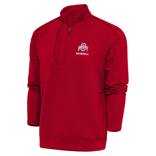 Men's Antigua Scarlet Ohio State Buckeyes Baseball Generation Quarter-Zip Pullover Top