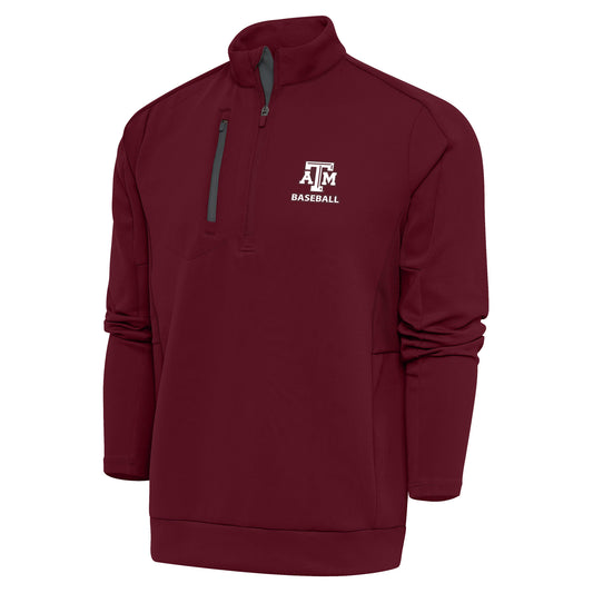 Men's Antigua Maroon Texas A&M Aggies Baseball Generation Quarter-Zip Pullover Top
