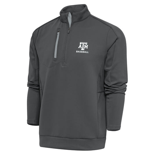 Men's Antigua Charcoal Texas A&M Aggies Baseball Generation Quarter-Zip Pullover Top