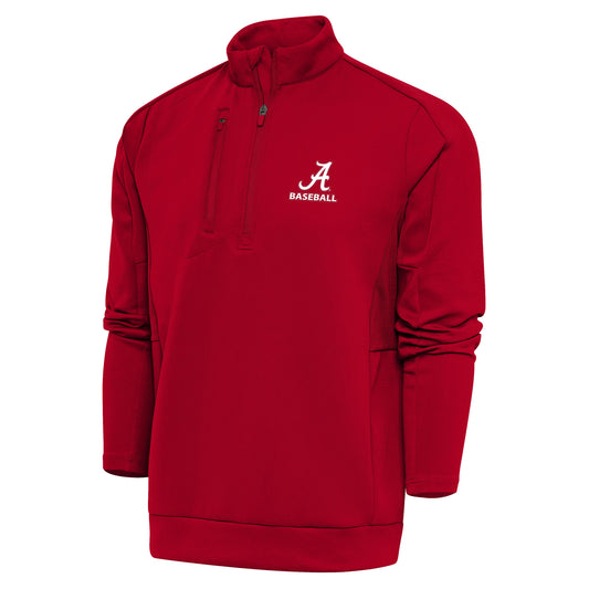 Men's Antigua Crimson Alabama Crimson Tide Baseball Big & Tall Generation Quarter-Zip Pullover Top