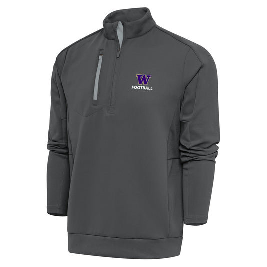 Men's Antigua Charcoal Washington Huskies Football Big & Tall Generation Quarter-Zip Pullover Top