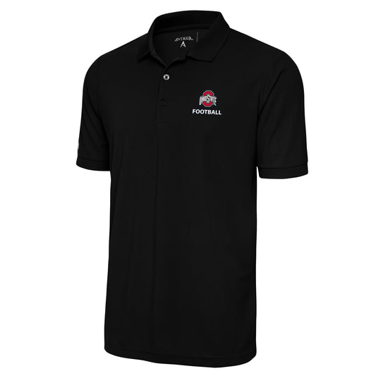 Men's Antigua Black Ohio State Buckeyes Football Big & Tall Legacy Pique Polo
