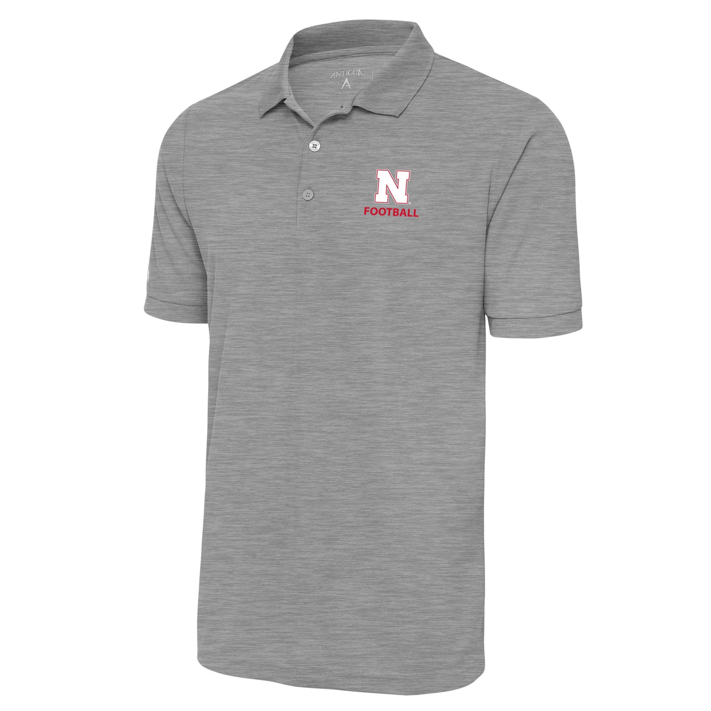 Men's Antigua Heather Gray Nebraska Huskers Football Legacy Pique Polo