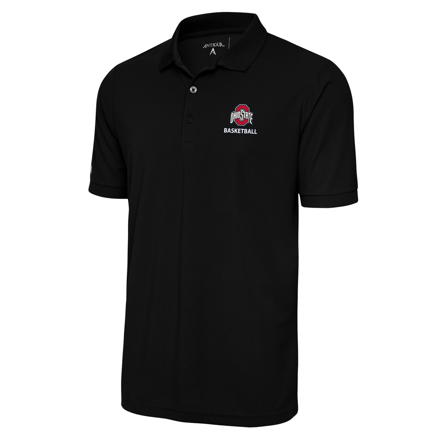 Men's Antigua Black Ohio State Buckeyes Basketball Legacy Pique Polo