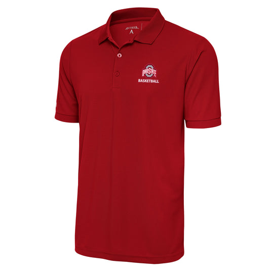 Men's Antigua Scarlet Ohio State Buckeyes Basketball Legacy Pique Polo