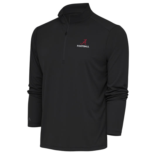 Men's Antigua Charcoal Alabama Crimson Tide Football Tribute Quarter-Zip Pullover Top