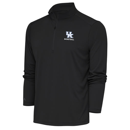 Men's Antigua Charcoal Kentucky Wildcats Basketball Tribute Quarter-Zip Pullover Top
