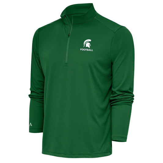 Men's Antigua Green Michigan State Spartans Football Tribute Quarter-Zip Pullover Top
