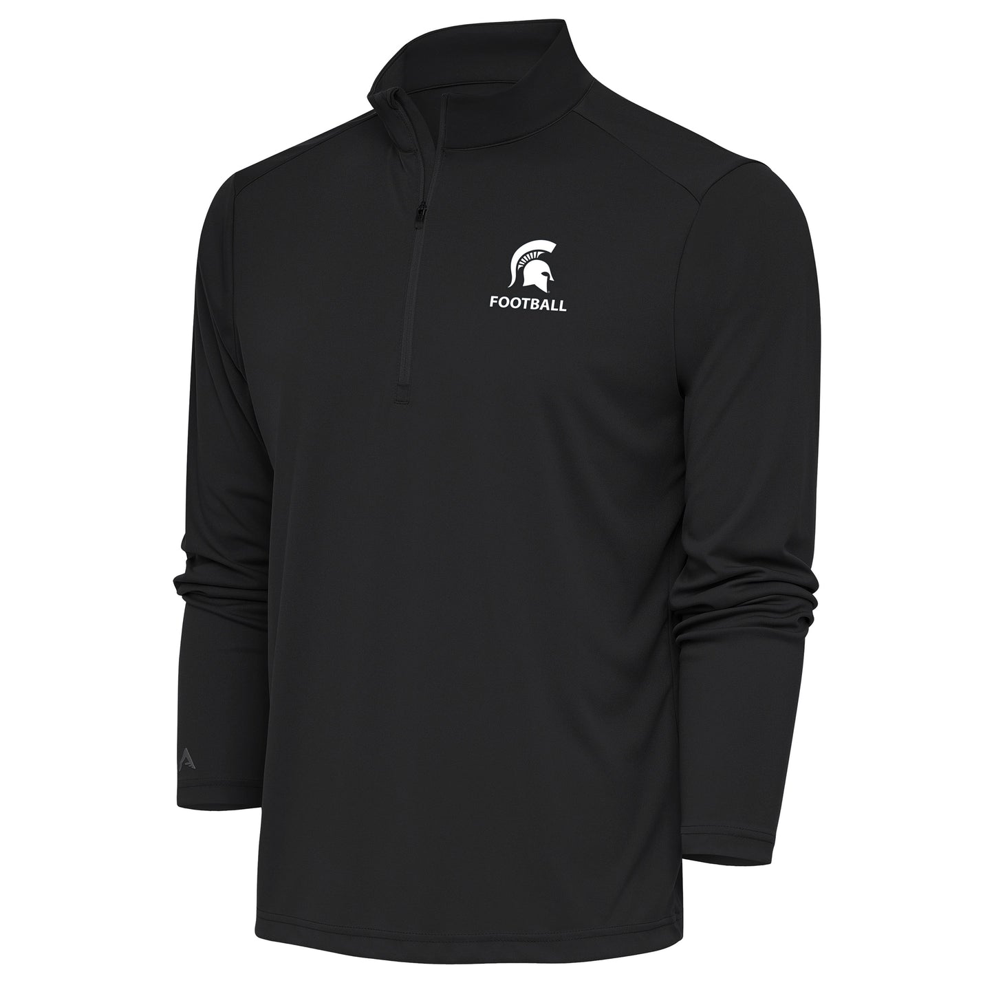 Men's Antigua Charcoal Michigan State Spartans Football Tribute Quarter-Zip Pullover Top
