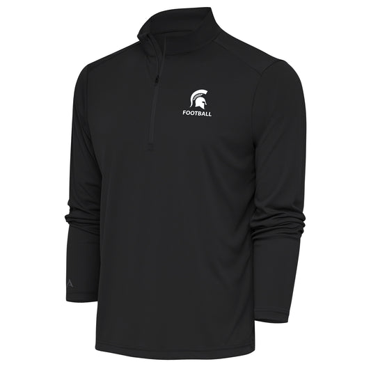 Men's Antigua Charcoal Michigan State Spartans Football Tribute Quarter-Zip Pullover Top
