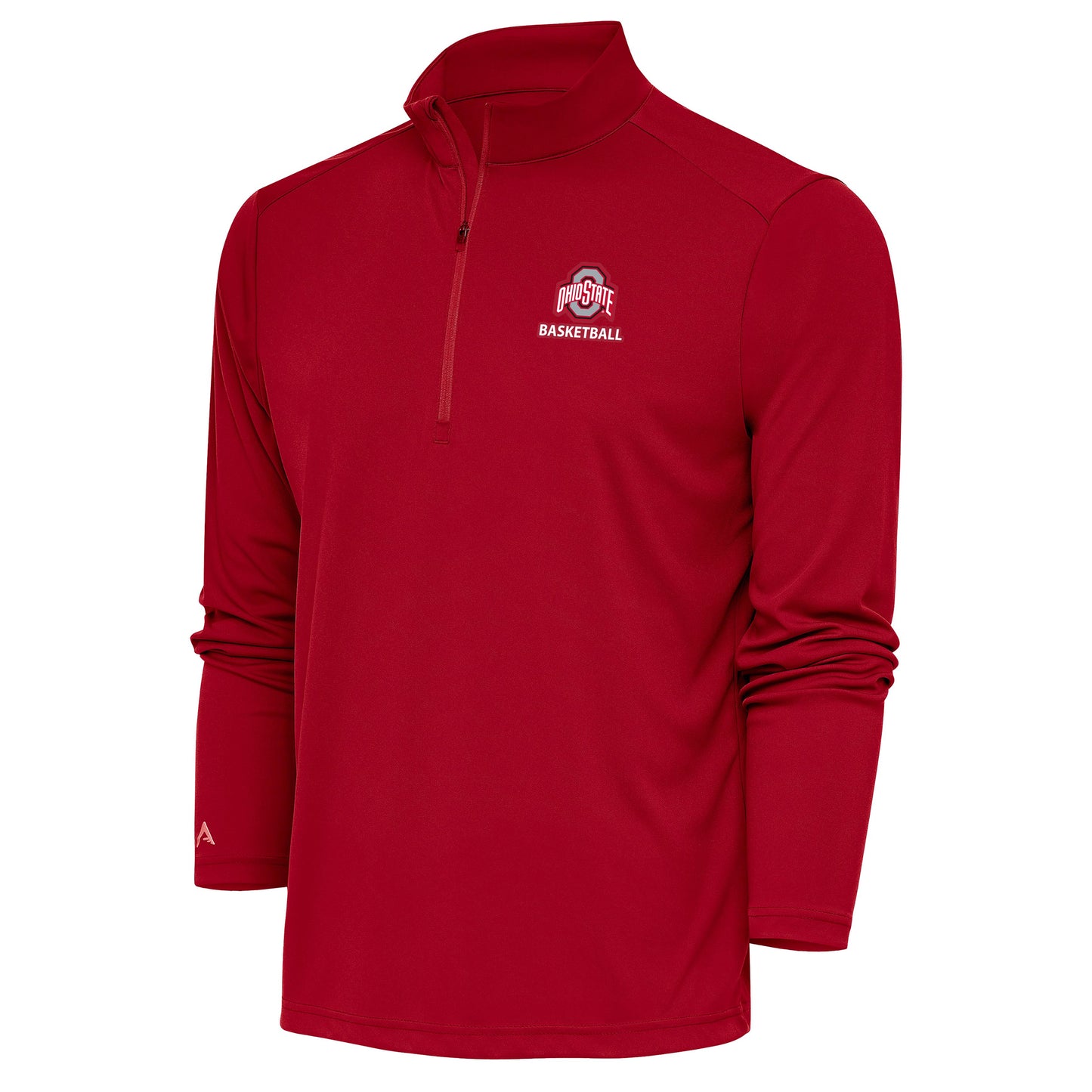 Men's Antigua Scarlet Ohio State Buckeyes Basketball Tribute Quarter-Zip Pullover Top