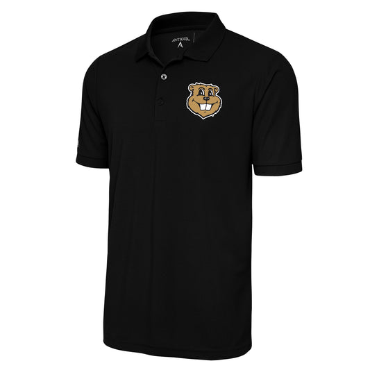 Men's Antigua Black Minnesota Golden Gophers Goldy Legacy Pique Polo