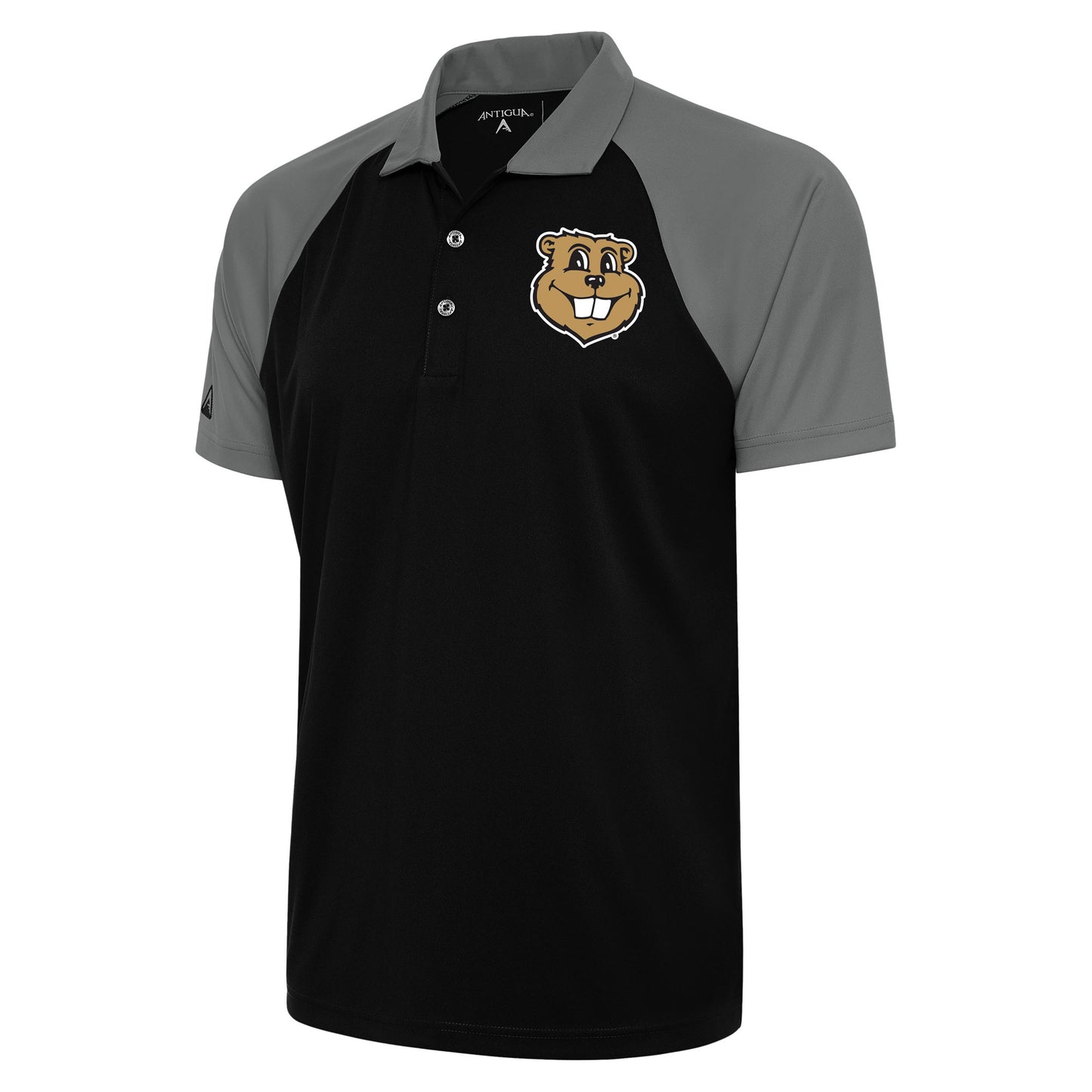 Men's Antigua Black/Gray Minnesota Golden Gophers Goldy Nova Polo