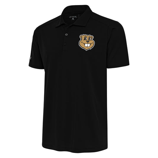 Men's Antigua Black Minnesota Golden Gophers Goldy Tribute Polo