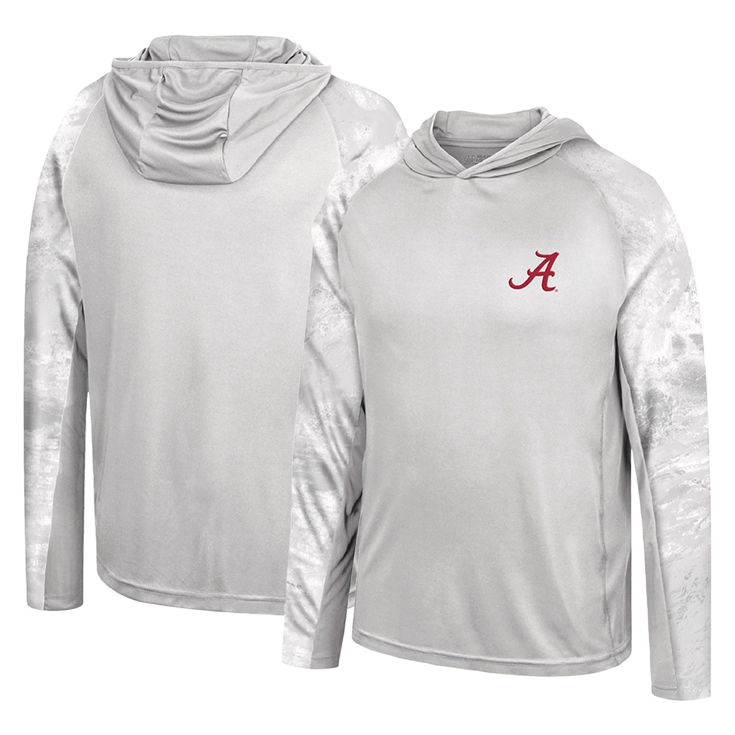 Men's Colosseum Gray/Realtree Camo Alabama Crimson Tide Gulf Stream Raglan Long Sleeve Hooded T-Shirt