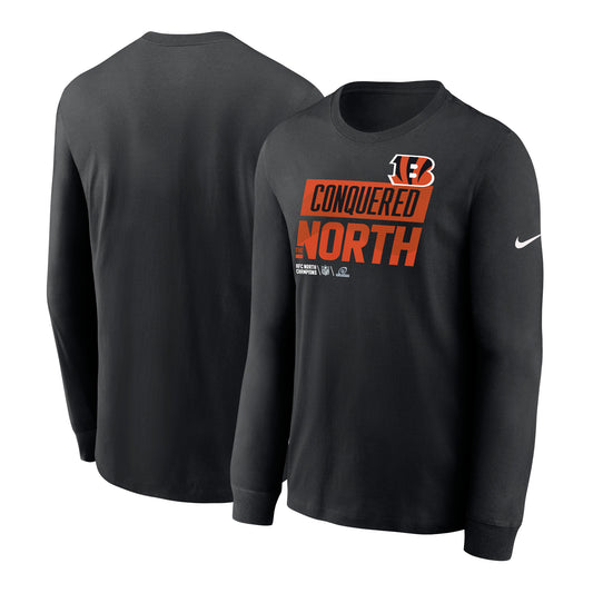 Men's Nike Black Cincinnati Bengals 2022 AFC North Division Champions Locker Room Trophy Collection Long Sleeve T-Shirt