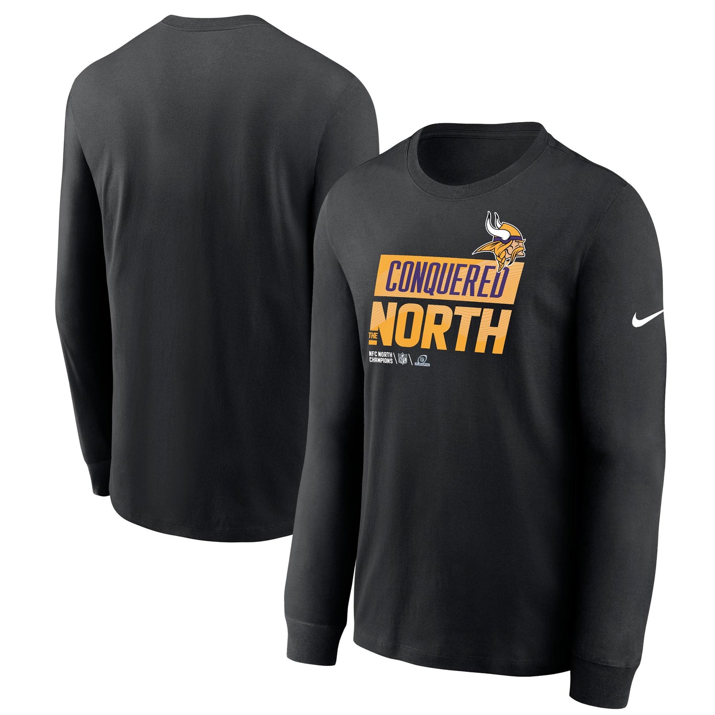 Men's Nike Black Minnesota Vikings 2022 NFC North Division Champions Locker Room Trophy Collection Long Sleeve T-Shirt