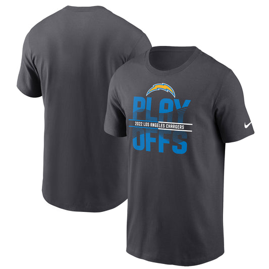 Men's Nike Anthracite Los Angeles Chargers 2022 NFL Playoffs Iconic T-Shirt