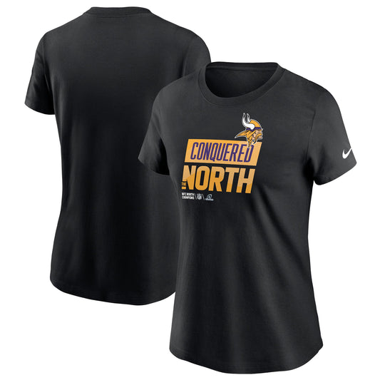 Women's Nike Black Minnesota Vikings 2022 NFC North Division Champions Locker Room Trophy Collection T-Shirt