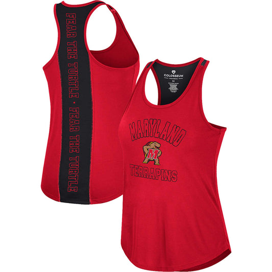 Women's Colosseum Red Maryland Terrapins 10 Days Racerback Scoop Neck Tank Top