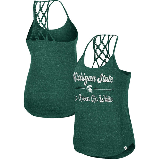 Women's Colosseum Green Michigan State Spartans Glenda Macrame Racerback Scoop Neck Tank Top