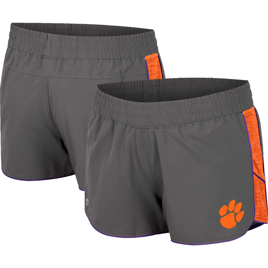 Women's Colosseum Gray Clemson Tigers Pull The Switch Running Shorts