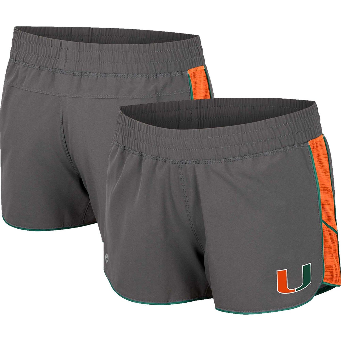 Women's Colosseum Gray Miami Hurricanes Pull The Switch Running Shorts