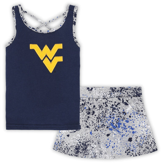 Girls Toddler Colosseum Navy/Gray West Virginia Mountaineers Sweet Pea Tank Top and Skort Set