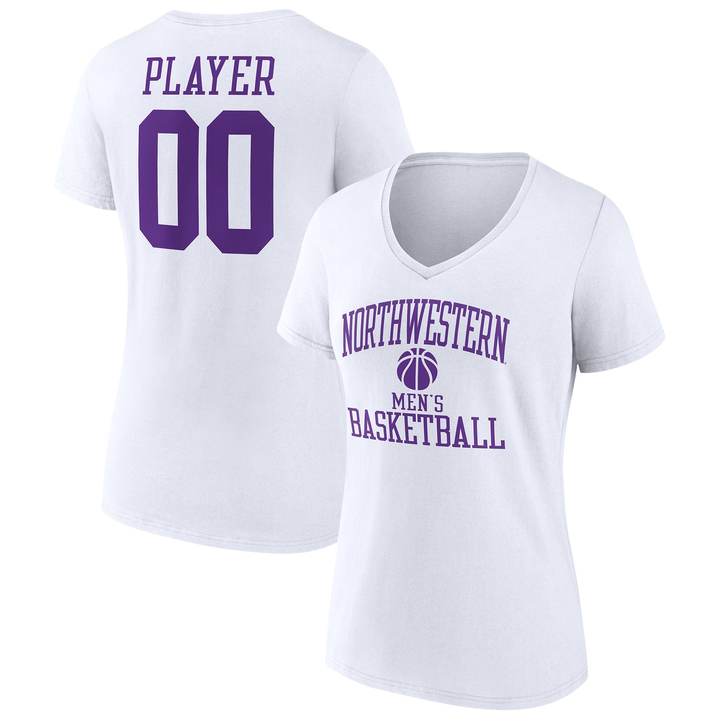 Women's White Northwestern Wildcats Men's Basketball Pick-A-Player NIL Gameday Tradition V-Neck T-Shirt