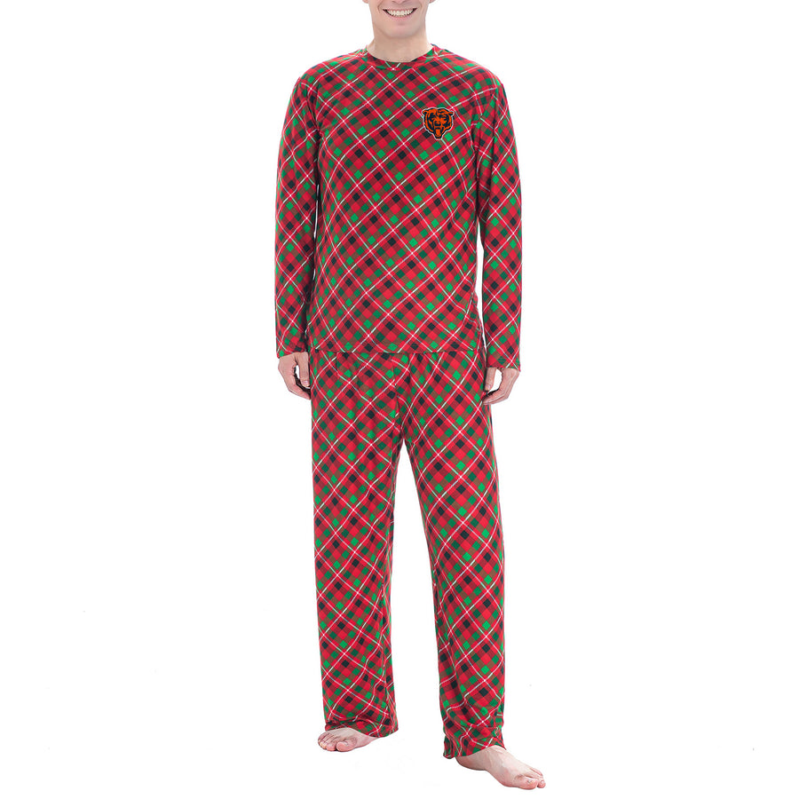 Men's Concepts Sport Red Chicago Bears Holly Allover Print Knit Long Sleeve Top & Pants Set