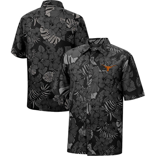 Men's Colosseum Black Texas Longhorns Dude Camp Button-Up Shirt