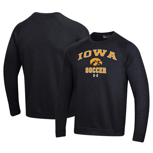 Men's Under Armour Black Iowa Hawkeyes Soccer All Day Arch Fleece Pullover Sweatshirt