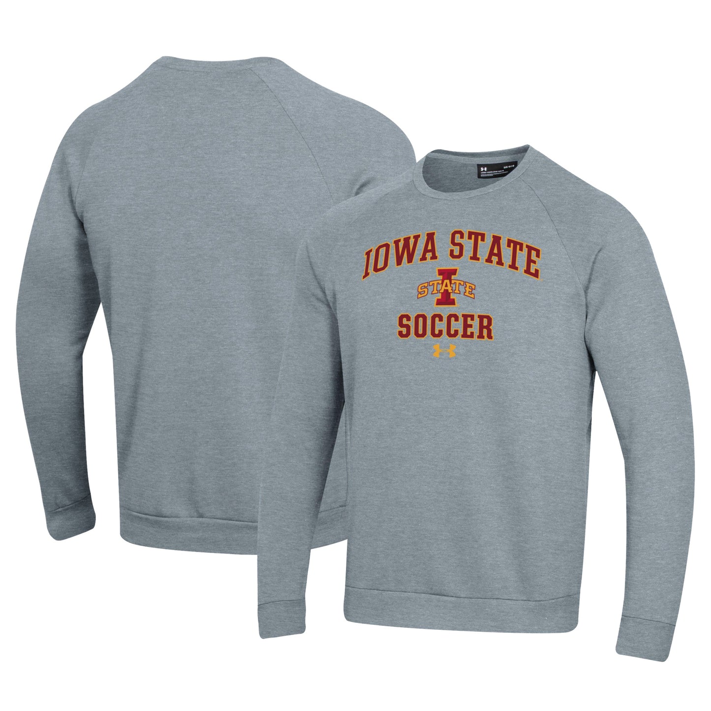 Men's Under Armour Gray Iowa State Cyclones Soccer All Day Arch Fleece Pullover Sweatshirt