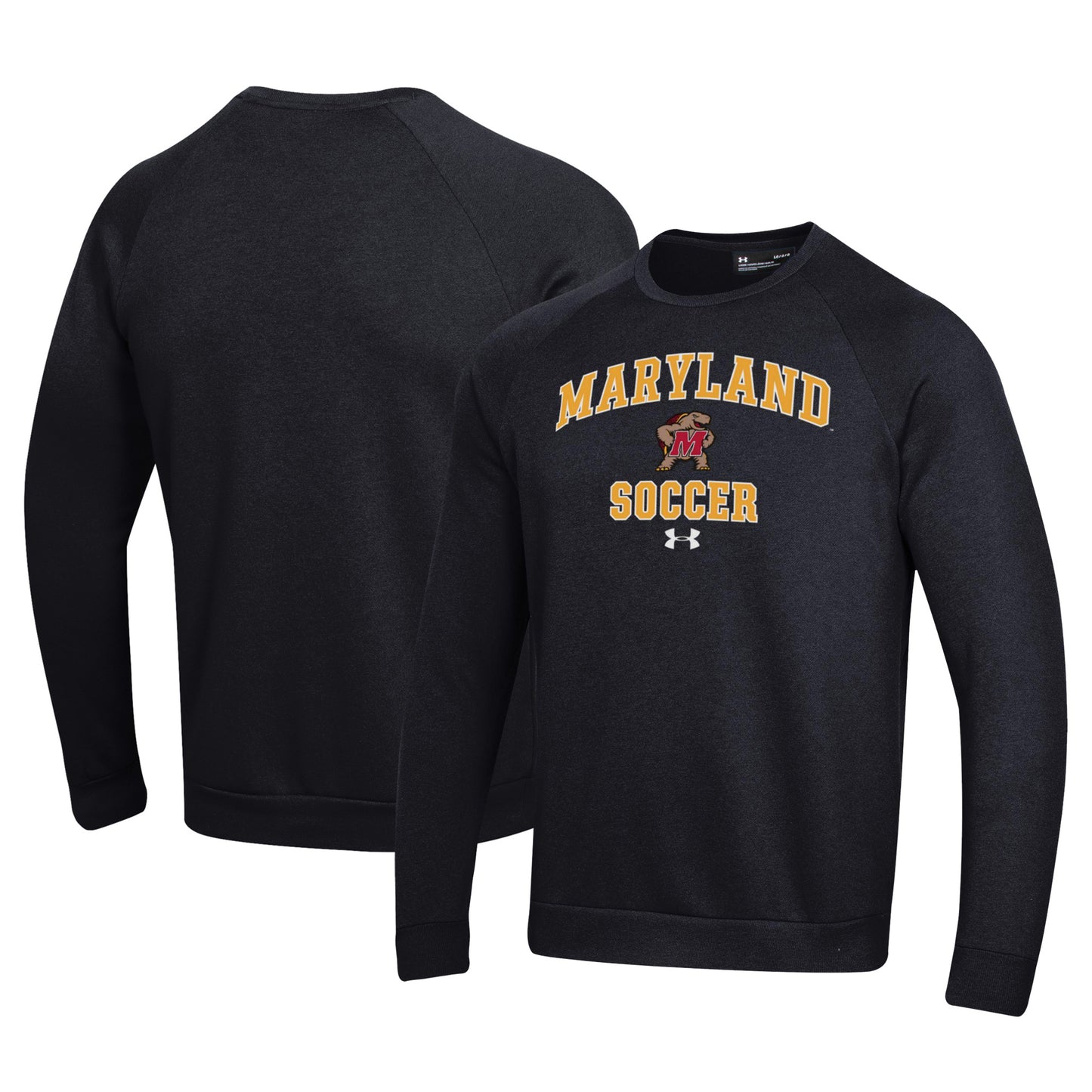 Men's Under Armour Black Maryland Terrapins Soccer All Day Arch Fleece Pullover Sweatshirt