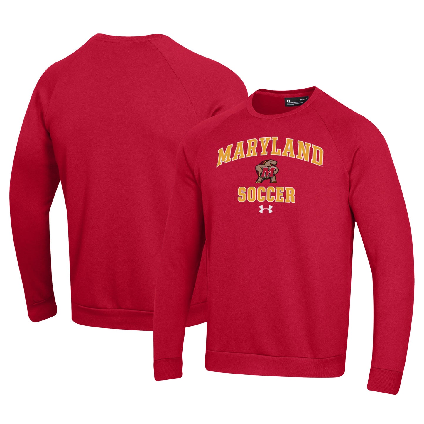 Men's Under Armour Red Maryland Terrapins Soccer All Day Arch Fleece Pullover Sweatshirt