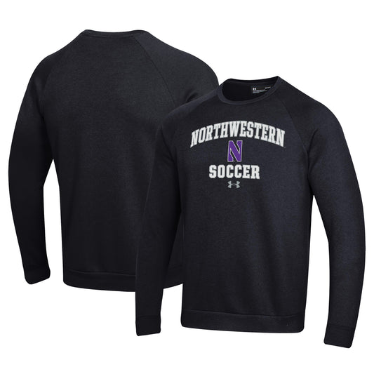 Men's Under Armour Black Northwestern Wildcats Soccer All Day Arch Fleece Pullover Sweatshirt